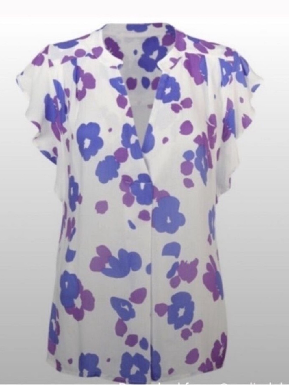 CAbi Women's Floral Blouse  Purple and White Medium